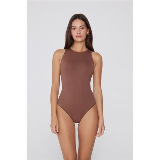 Tezenis body scollo americana natural lifting 2 in 1 donna marrone