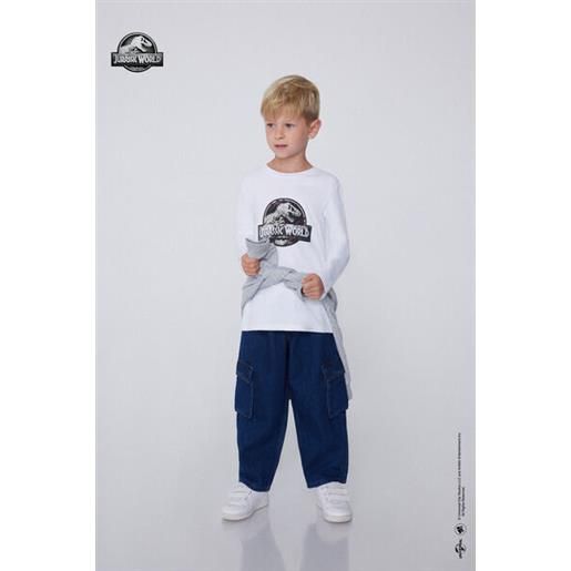 Tezenis maglia manica lunga girocollo jurassic world bambino bianco