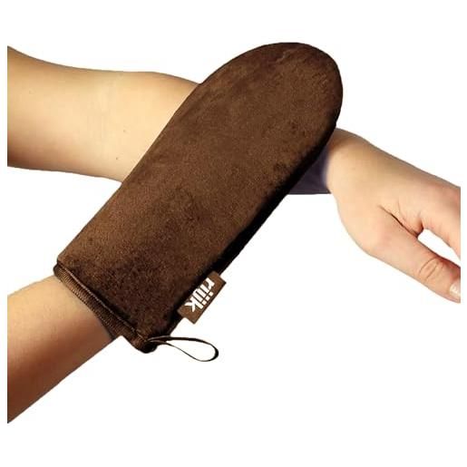 riijk guanto abbronzante per autoabbronzatura e peeling, utilizzabile su due lati e molto morbido, facilmente lavabile | guanti autoabbronzanti per viso e corpo