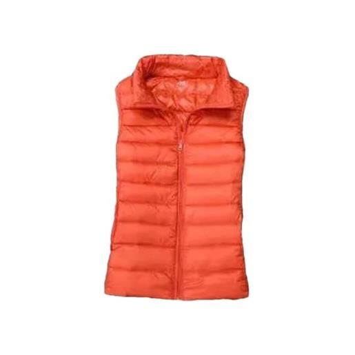 Hgvcfcv gilet da donna autunno inverno senza maniche gilet caldo leggero piumino femminile top outwear, arancione, xl