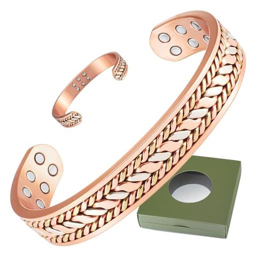 Bracciale Di Rame Puro Donna Bracciale Uomo Carburo Di Tungsteno Con Magnetoterapia - Maglia Nera, Benessere E Stile Bracciale Rame Terapeutico