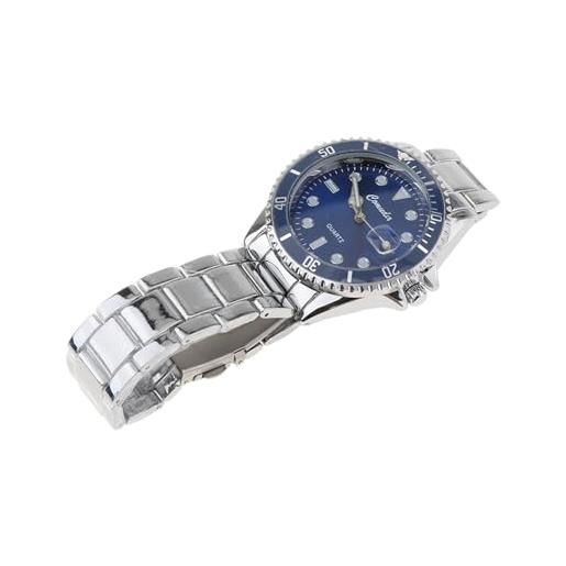 UxicRuya orologio automatico da uomo, analogico, con calendario e movimento al quarzo per uso quotidiano, blu