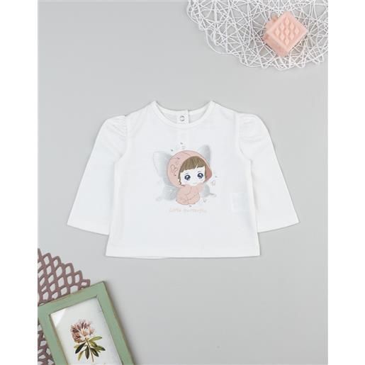 Prénatal t-shirt bimba bianca stampata maniche lunghe