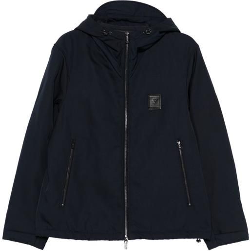 Emporio Armani impermeabile con cappuccio e logo - nero
