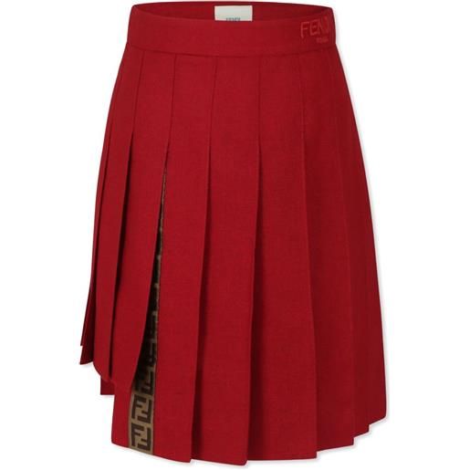 Fendi Kids gonna midi plissettata - rosso