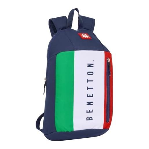 safta benetton flag - mini zaino per uso quotidiano, ideale per bambini di diverse età, comodo e versatile, qualità e resistenza, 22 x 10 x 39 cm, blu navy, m, casual