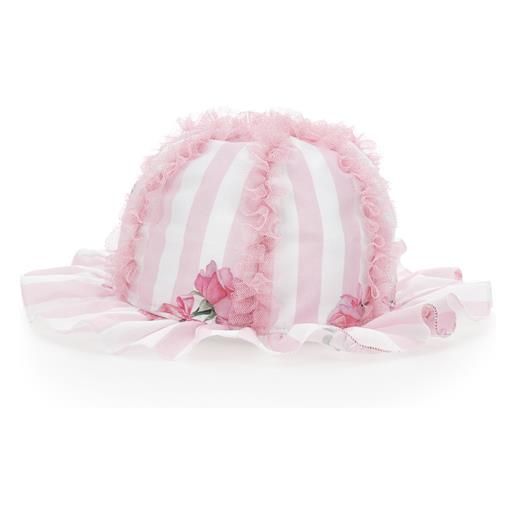 Monnalisa cappello rasatello righe e rose