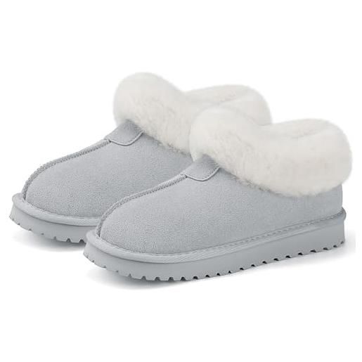 Mishansha scarpe donna invernali pantofole ciabatte pelose casa scarpe calde grigio gr. 40