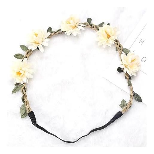 EXKURPOO coroncina fiori bambina sposa corona di fiori fascia for capelli corda matrimonio fascia floreale ghirlanda ragazza ghirlanda accessori elastici for capelli copricapo cosplay for feste(color 01)