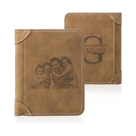 Syl'la Design Portafoglio Uomo In Similpelle Nero Con Scritta 'Papa' - Regalo Per La Festa Del Papà, 8 Slot Per Carte E Portamonete - 4