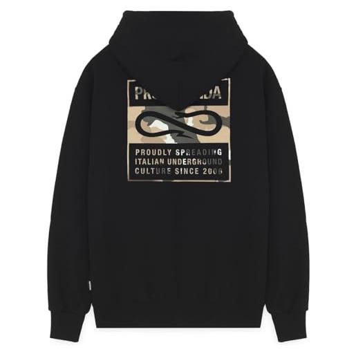 PROPAGANDA felpa zip con cappuccio uomo label camo con cerniera originale (it, testo, l, regular, regular, nero camo label)