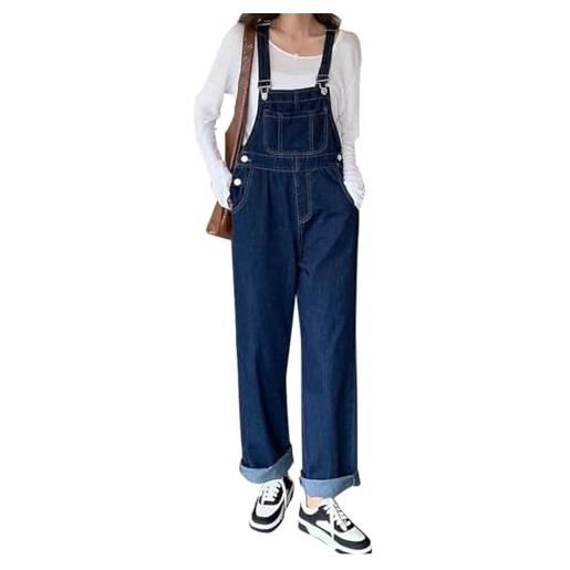 ACMEDE salopette da donna in denim tuta in cotone jeans casual con spalline regolabili e vestibilità ampia bib baggy salopette con pettorina e tasche tuta taglie forti con gambe larghe xxs-xxl