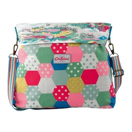 Cath Kidston borsa a tracolla reversibile a nido d'ape esagonale patchwork