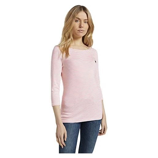 TOM TAILOR le signore maniche lunghe a righe 1024035, 26034 - white peach small stripe, s