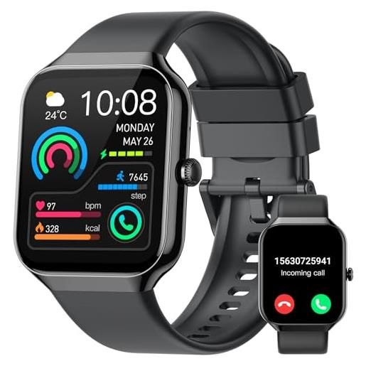 Jugeman smartwatch uomo donna, 1.96 orologio smartwatch con effettua/risposta chiamate, 113+sportive smart watch con contapassi/cardiofrequenzimetro/sonno, impermeabile ip68 fitness tracker