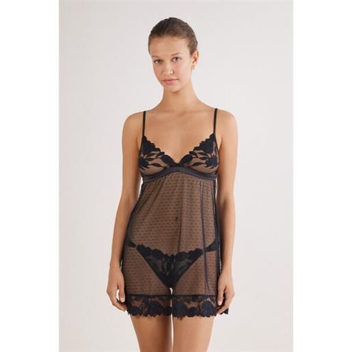 Intimissimi babydoll in pizzo e tulle all about flowers nero