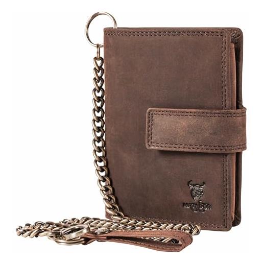 Portafoglio In Pelle Di Bufalo Con Catena | Motivo Motocicletta | Blocco RFID NFC | Porta Carte Rimovibile | Marrone - Foto 12