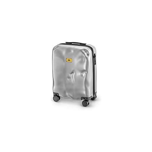 CRASH BAGGAGE icon cabin | trolley rigido bagaglio a mano (55x40x22 cm) design italiano 35 l capacità 4 ruote girevoli 100% in policarbonato chiusura a combinazione silver (s)
