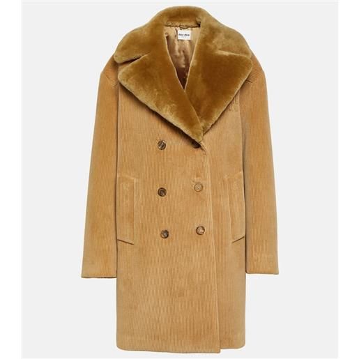 Miu Miu cappotto in velluto a coste con shearling