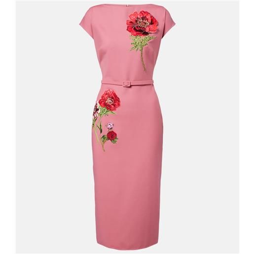 Oscar de la Renta abito midi con applicazioni floreali