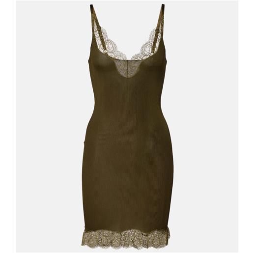 Saint Laurent abito sottoveste in jersey di seta con pizzo