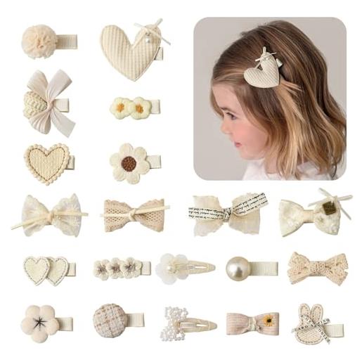 VelvetGlow set di fermagli per capelli per bambini, fiocchi per capelli bambina da 2,4 pollici, fermagli coperti, decorazioni per capelli neonati, 20 pezzi