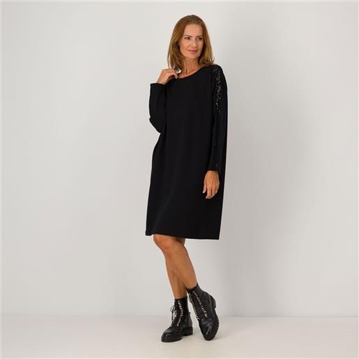 LUna abito in felpa con banda paillettes su maniche