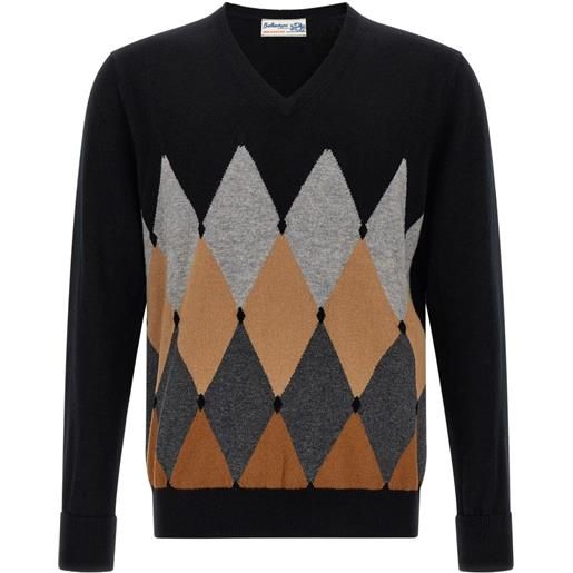 Ballantyne maglione a rombi jacquard in cashmere - nero