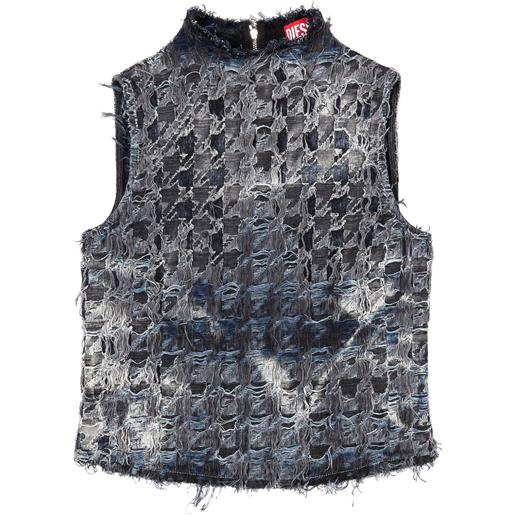 Diesel gilet denim con motivo pied-de-poule - blu