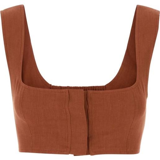 Le Kasha top corto con scollo quadrato - marrone