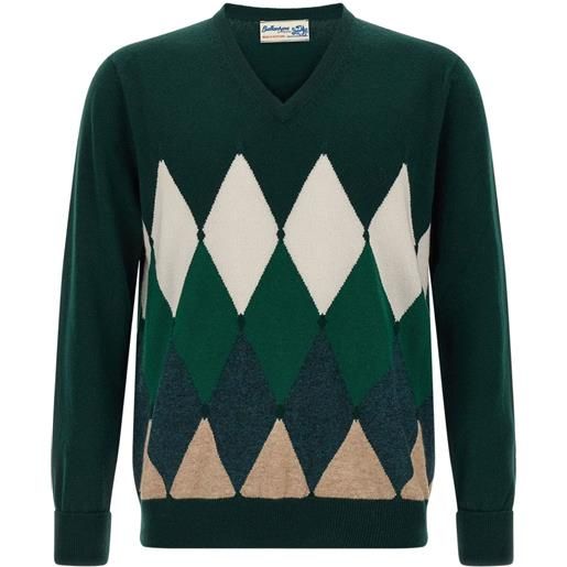 Ballantyne maglione a rombi con scollo a v - verde