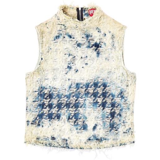 Diesel gilet denim con motivo pied-de-poule - bianco