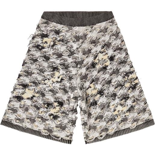 Diesel shorts in pied-de-poule jacquard - grigio