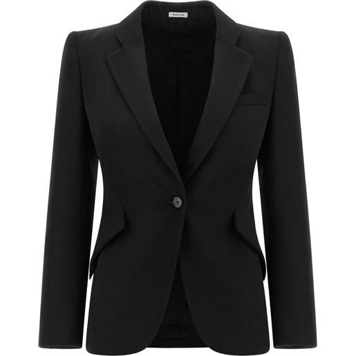 Alexander McQueen blazer monopetto con spalline - nero