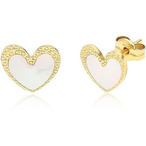 Orecchini bambini ragazza Madreperla Fiore Zircone Oro Giallo 9K