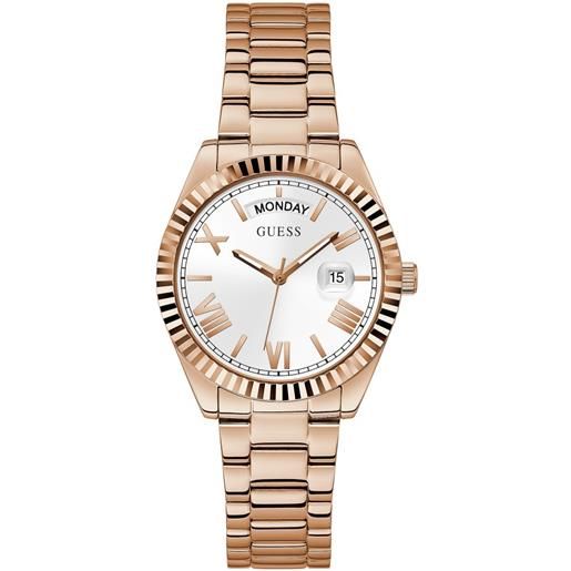 GUESS Orologio analogico da donna al quarzo con cinturino in silicone W1210L1, argento, striscia