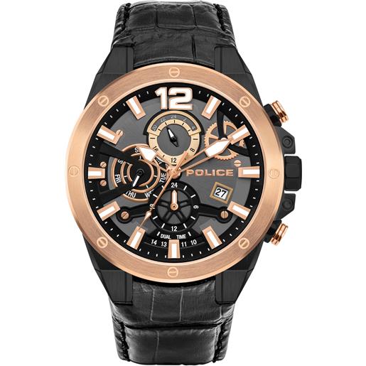 Police Mamba Orologio Uomo Cronografo Al Quarzo – Quadrante Nero, Cinturino In Pelle, Cassa Acciaio, 100m Water Resistant