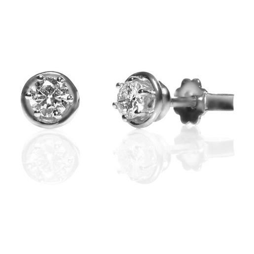 ONLYDIAMONDS Orecchini A Perno In Oro Bianco 18kt Con Diamante Naturale | Solitario Da 0.20 A 1.00 Carati | Gioielli Di Lusso Per Donna/Uomo