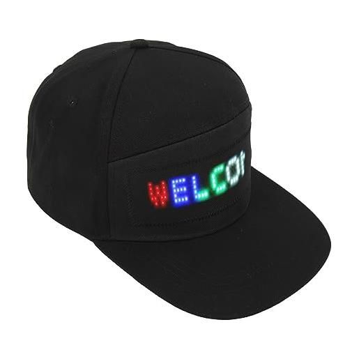 Fockety cappellino baseball con led, controllo app bluetooth, cappello a led programmabile con display a led, berretto animato regolabile a led per feste, natale, halloween, club, predefinito, 1