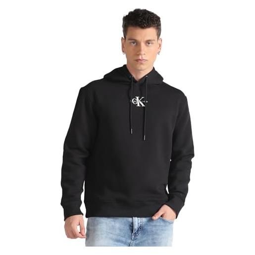 Calvin Klein jeans uomo felpa monologo con cappuccio, nero (ck black), xl
