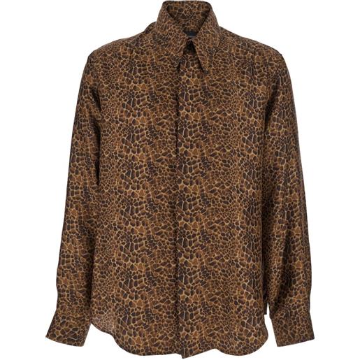 Emporio Armani camicia con stampa giraffa - marrone