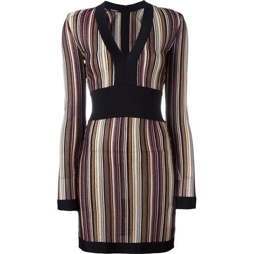 Balmain v-neck striped dress - nero