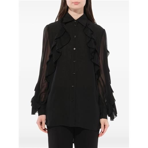 Givenchy blusa trasparente con ruches - nero