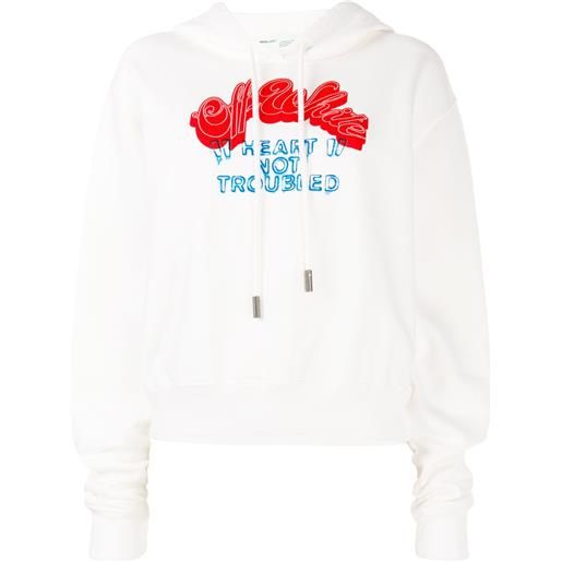 Off-White felpa con cappuccio heart not troub - bianco