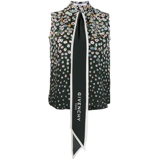 Givenchy blusa smanicata a fiori - nero