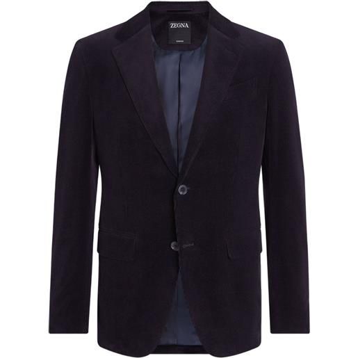 Zegna blazer monopetto a coste - blu