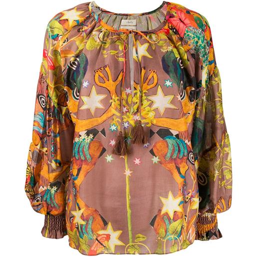 Chufy blusa oversize con stampa astratta - marrone