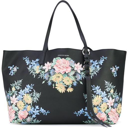 Alexander McQueen borsa a mano a fiori - nero
