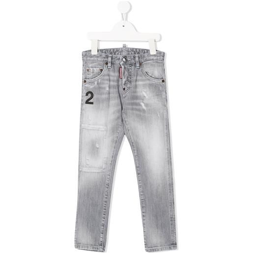 DSQUARED2 KIDS jeans con applicazione - grigio
