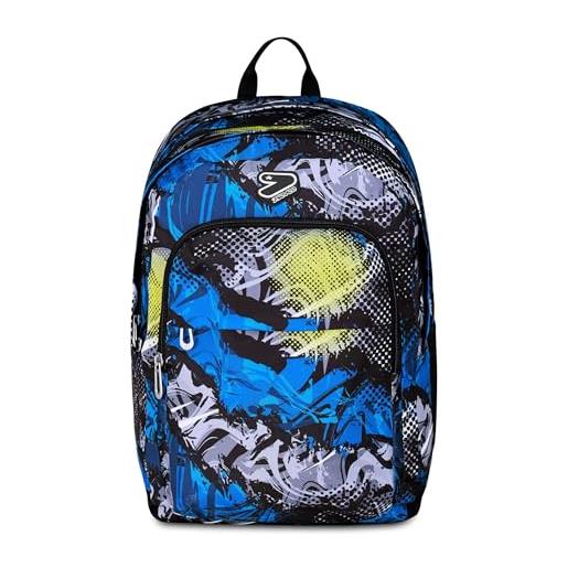 Seven zaino scuola pro xxl reversibile detach, blu, zaino doppio scomparto, tasca porta pc e tasca porta borraccia, scuola media e superiore, ragazzo